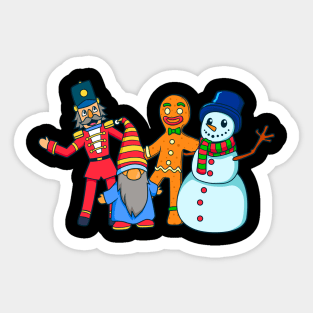 Four Cartoon Friends for Christmas Sticker